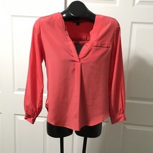 Antilia Femme Coral Long Sleeve V-neck Blouse